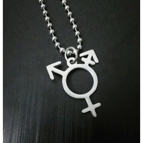 Stainless Steel Transgender Symbol Necklace Transgender Pride Jewelry Male And Female Symbol Necklace Transgender gift