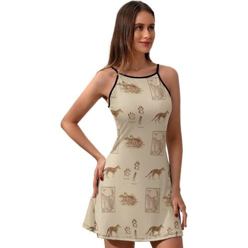 Wolf Dress Suspender New Holiday Dresses Youth Printed Polyester Classic One-Piece Dress
