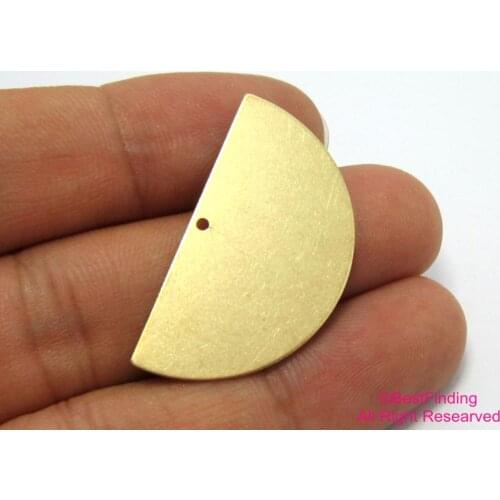 Brass pendant 35x19mm Half round Raw brass earrings charms 1 hole -10pcs R493