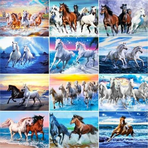 Canvas Size 5D Diy Diamond Painting Cross Stitch Kit Diamond Mosaic Embroidery " Horse " Painting Square/Round Drill Gift