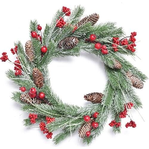 Christmas decorations stained with white PE red fruit Christmas wreath shopping mall hotel door and window ornaments