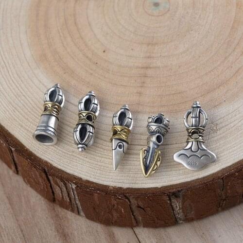 Handcrafted 925 Silver Tibetan Dorje Bell Amulet Sterling Buddhist Vajra Charm Tibetan Malas Charm Amulet Tibetan Dorje Bell