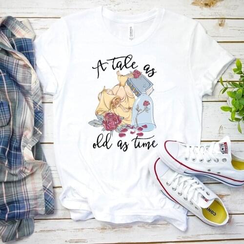 Tale As Old As Time Shirt Beauty and The Beast T Shirt Cute Graphic Tee Women Fashion Lovely Tops&tee
