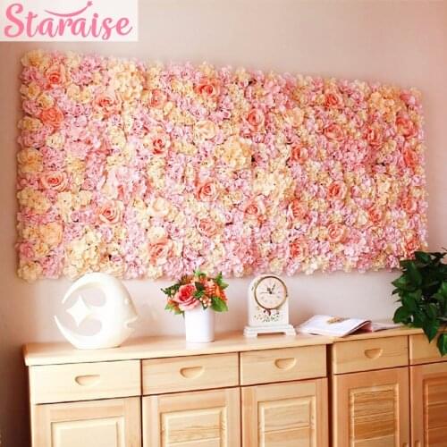 Staraise 40x60cm Champagne Silk Rose Flower Artificial Flower Wedding Decoration Flower Wall Romantic Wedding Backdrop Decor