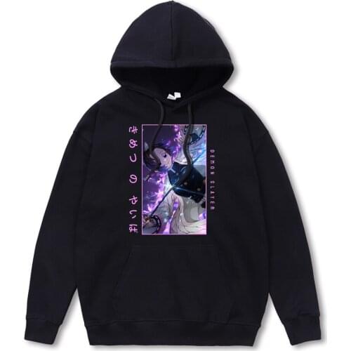 Kochou Shinobu Anime Demon Slayer Hoodie For MenAutumn fur-liner Hoody Fashion S-XXL Sweatshirt Vintage High Quality Male Top
