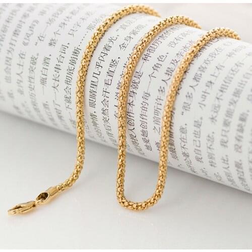 High quality 2.5mm 18 inch yellow plated elegant Popcorn chain Necklace for men and women