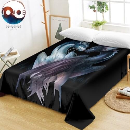 Yin and Yang Dragons Black by JoJoesArt Bed Sheets 3D Printed Flat Sheet Bedspreads Animal Bed Linen One Piece Queen