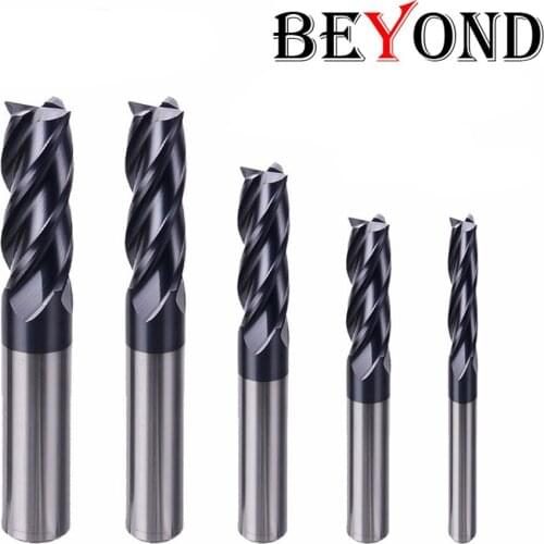BEYOND Milling Cutter 4 Flute HRC50 Endmill Metal CNC Alloy Carbide End Mill tools 3mm 4mm 5mm 6mm 8mm 10mm 12mm Tungsten steel