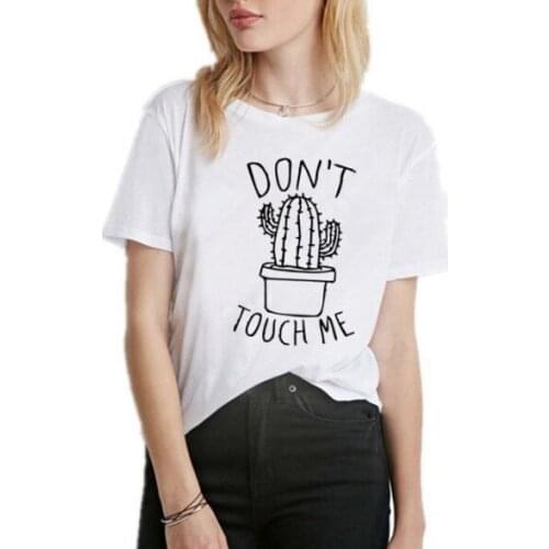 DON'T TOUCH ME Letter Cactus Printed Womens T-Shirt Round Neck Summer Female Short Sleeve Tee Harajuku Top Hipster Tumblr New