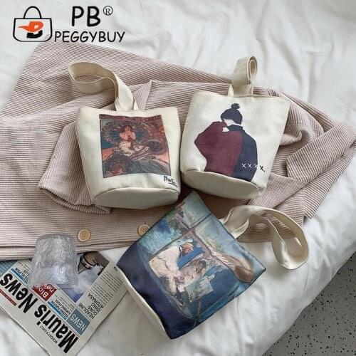 2021 New Casual Large Capacity Bag Ladies Women Canvas Figure Printed Classic Mini Tote Shoulder for Women Shopping