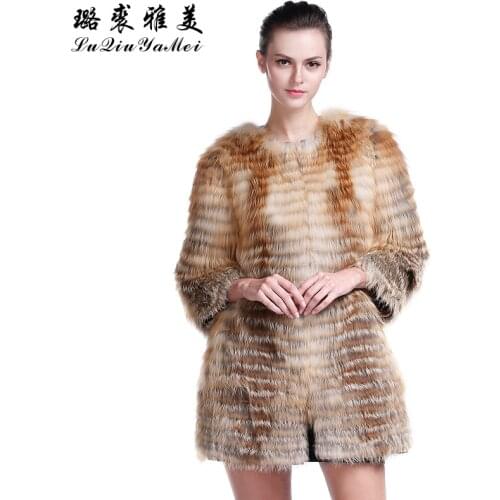 Women 's Winter Real Fox Fur Coats Fashion Slim Fur Outerwear Natural Fox Fur Jacket for Women Coat of Fox Plus Size S-7XL