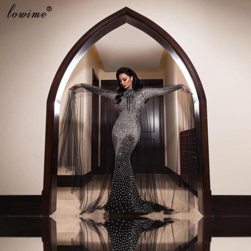 Robe Femme Plus Size Black Evening Dresses Long Mermaid Middle East Evening Gowns فساتين سهرة Formal Prom Dresses Woman Party