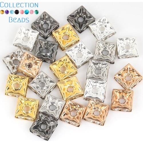 Gold Silver Color Square Rhinestone Rondelles Crystal Spacer Beads For Jewelry Making DIY Bracelet Necklace Accessories 6/8/10mm