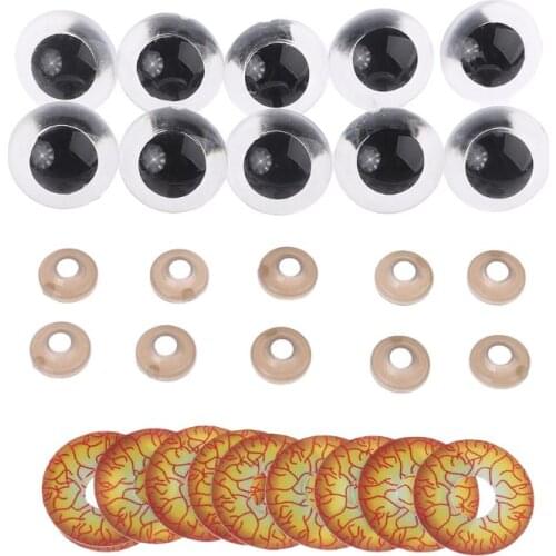 10pcs 12mm/14mm/16mm/18mm/20mm/24mm Plastic DIY Puppet Safety Eyes for Handmade Horror Doll Craft Halloween Toy