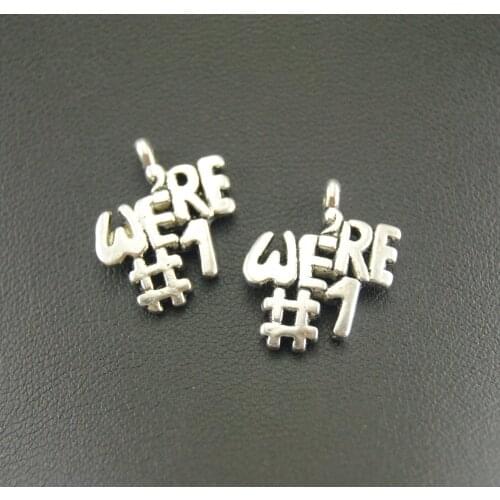 10pcs Silver Color We Are #1 Cheerleaders Charm Jewelry Making DIY Handmade Craft 20x16mm A826