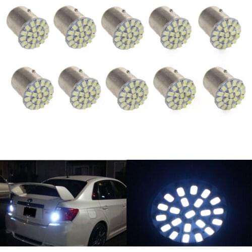 10 Pcs 12V DC Tail Break Stop Turn Signal Light 132LM White Light 1157 BAY15D 22 SMD LED Light Bulbs Fit for All Cars