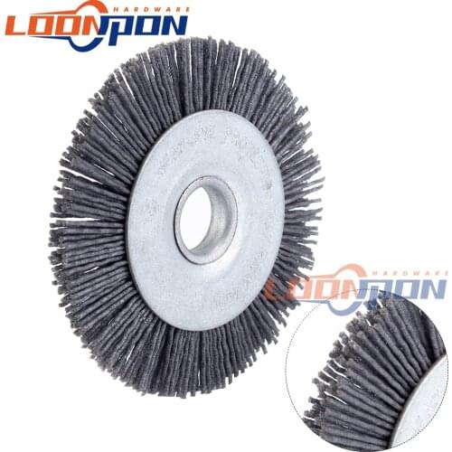 100mm Nylon Wheel Brush Grinding Wire Hole 16/20mm Grinding Polishing Brush Bench Grinder For Wood Furniture Metal 180-600Grit