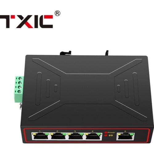 5 Ports Industrial Ethernet Switch 10/100/1000Mbps Gigabit Network Switch DIN Rail Type Network Lan adapter Signal Strengthen