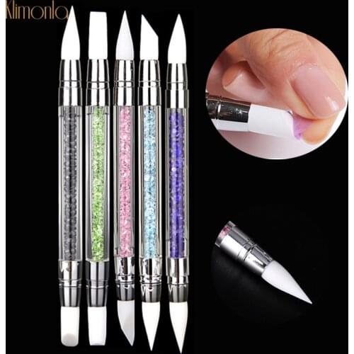 5pcs/set Colorful Nail Art Sculpture Pen Rhinestone Acrylic Handle Nail Carving Pen UV Gel 2 Way Nail Dotting Tools