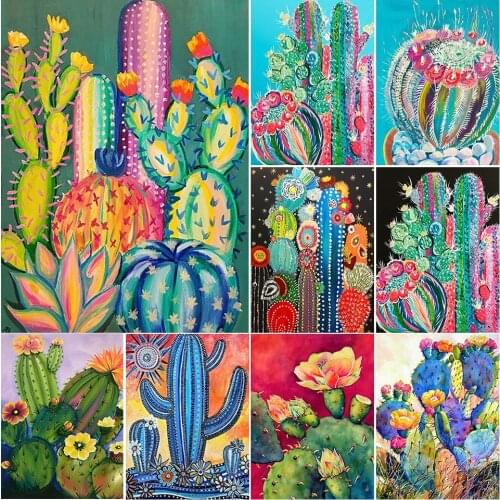 5D Diy Diamond Painting Green Plants Cactus Cross Stitch Kit Full Drill Embroidery Mosaic Art Picture of Rhinestones Craft Decor