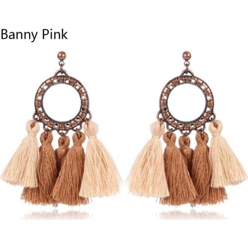 Bohemia 2 TONE Color Pendant Studs Earrings Ethnic layer Tassel Post Earrings Fashion Jewelry Pendientes Statement Earrings