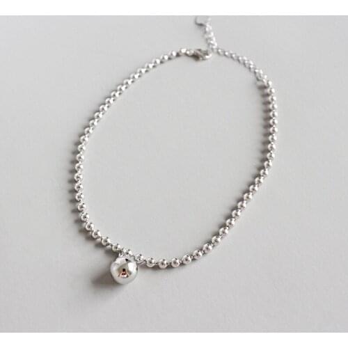 YPAY Simple Round Bead Anklets for Ladies Real 925 Sterling Silver Ankle Bracelet on Leg Women Fine Jewelry Wholesale YMA002