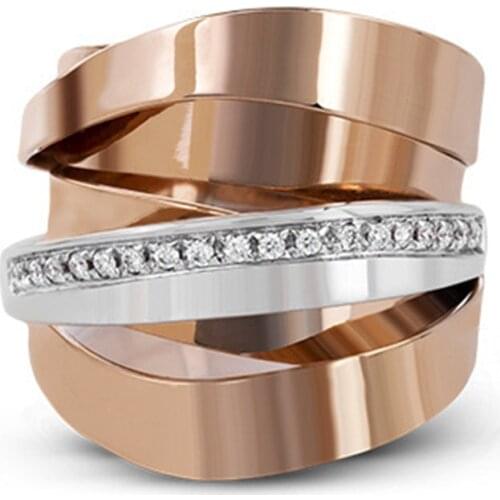 CC Luxury Jewelry Rings For Women Cubic Zirconia Multi-layer Twine Fashion Engagement Anel Rose Gold Ring Drop Shipping CC2422