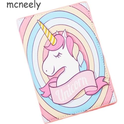Mcneely colour Unicorn Passport Cover Women Passport Holder Designer Travel Business Cover Case Credit Card Holder -Unicorn B196