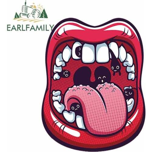 EARLFAMILY 13cm x 9.8cm Funny Spoof Tooth Decay Sticker Creative Car Styling Window Bumper Car Body Stickers