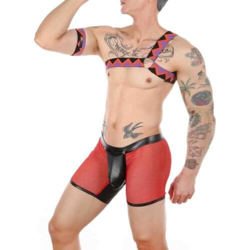 Fetish Chest Harness Men Sexy Body Elastic Bondage Boxers Underwear Set Shoulder Lingerie hombre Backless Costume