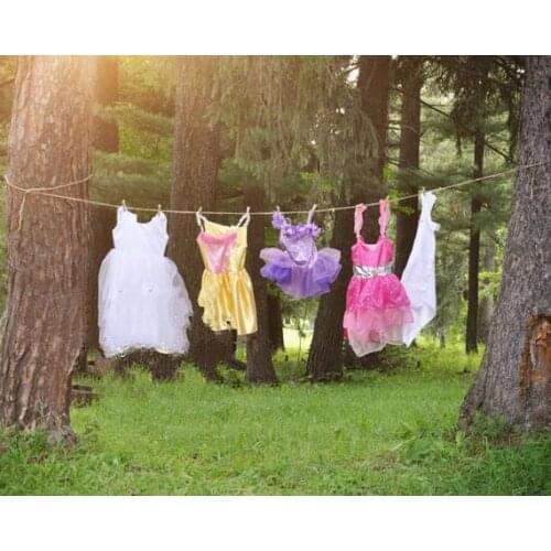 Girls Princess Dress Outdoor Nature Clothesline tree woodland backgrounds Computer print children kids backdrops