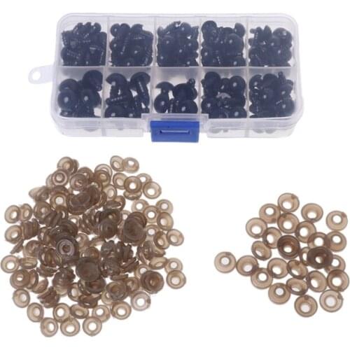 160pcs 6-12mm Black Plastic Safety Eyes For Bear/Dolls/Toy Animal/Felting