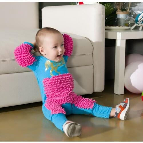 Baby Mop Romper Outfit Unisex Boy Girl Polishes Floors Cleaning Mop Suit Autumn Winter Kids Crawling Toddler Swob Jumpsuit