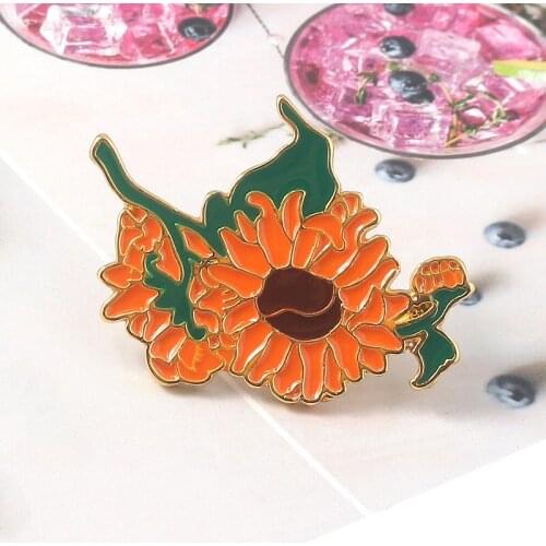Creative Cartoon Badge Van Gogh Sunflower Pins for Backpacks Cute Badge Gifts for Kids Kawaii Pins Badges for Clothes Metal Pins