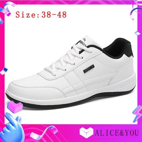 2021 New Summer Fashion Leather Men Shoes Lace-up Breathable Trend Casual Shoes Non-Slip Sneakers Vulcanized Shoes