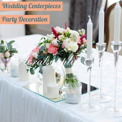 Centerpieces Round mirror plate for wedding good quality centerpieces acrylic mirror candle plate for wedding table decoration