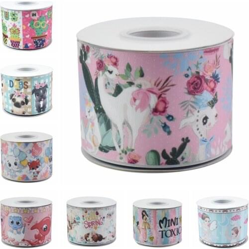 HSDCraft Free shipping 50 Yards/Roll HT Printed Grosgrain ribbon for diy Hair Accessories