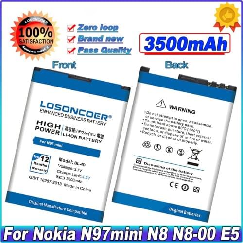 LOSONCOER 3500mAh BL-4D Li-ion Phone Battery For Nokia N97 mini,N8,E5-00 E5 E7 T7