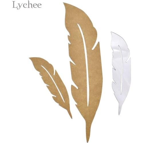 Lychee Life Modern Feather Mirror Wall Sticker Plume Shape Waterproof Bedroom Bathroom Home Decoration