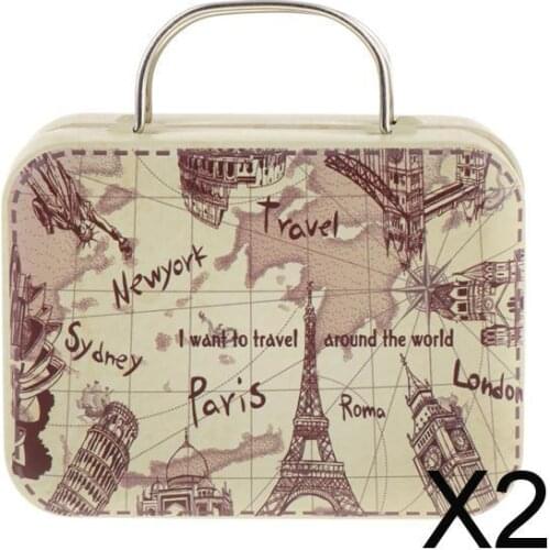 2x1/6 Scale Doll House Furniture Miniature Iron Suitcase Scene Layout DIY D