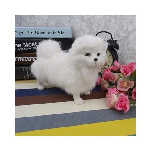 Simulation cute white dog16x20x9cm model polyethylene&furs dog model home decoration props ,model gift d666