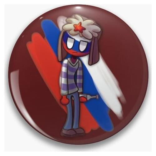 Russia Countryhuman Chibi Soft Button Pin Badge Funny Clothes Gift Fashion Hat Jewelry Brooch Decor Women Lapel Pin Metal