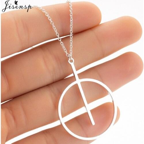 Jisensp New Arrival Stainless Steel Simple Round Necklace for Women Female Chain Necklaces Pendants Circle Necklace Jewelry