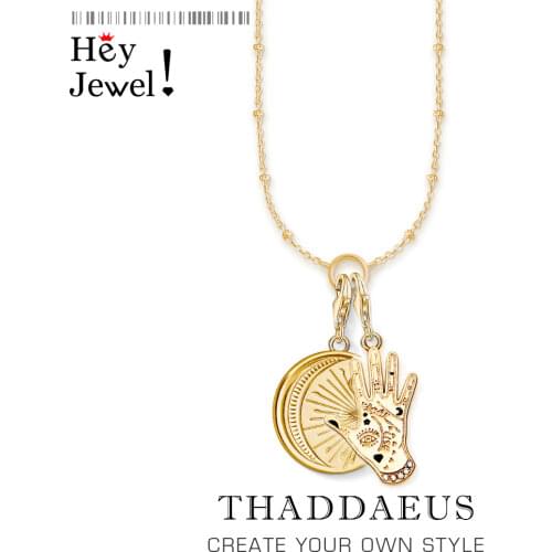Charm Necklace Hand & Moon Star,2020 Spring Fashion Jewelry Europe Link Chain 925 Sterling Silver Vintage Gift For Women Men