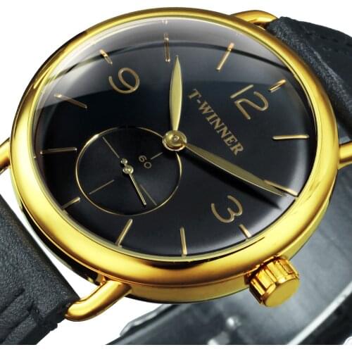 WINNER Classic Mens Watches Top Brand Luxury Watch for Men Mechanical Simple Case Leather Strap Business Clock часы мужские Gift