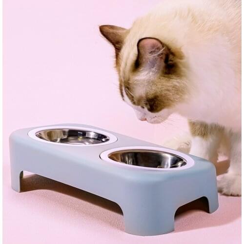Stainless Steel Pet Drinking Dish Healthy Feeder Supplies Cat Dog Feeding For Puppy Pet Double Bowl Dog Cat Food Water Feeder