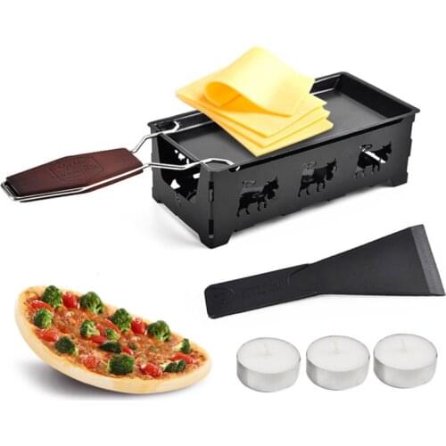 Portable Non-Stick Metal Cheese Raclette Oven Grill Plate Rotaster Baking Tray Stove Set Home Kitchen Butter Cheese Baking Tool