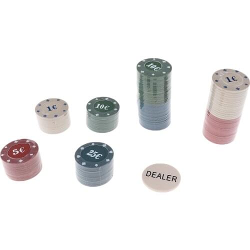 Durable 100 Pieces Poker Chips for Poker Game Blackjack Roulette 4 Denomination, 1.57inch