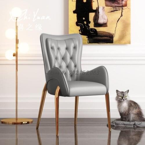 Modern light luxury leather dining chair high-end Italian book chair leisure meeting sofa chair makeup chair net red ins chair