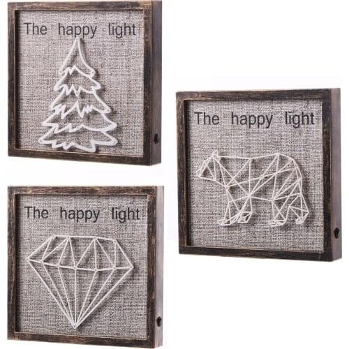 LED Bedside Lamp Retro Decorative Frame Night Light Vivid Patterns diamond/Christmas tree/polar bear light pattern Smooth Soft